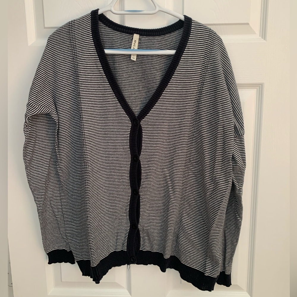 RVCA Blue and White Striped Sweater